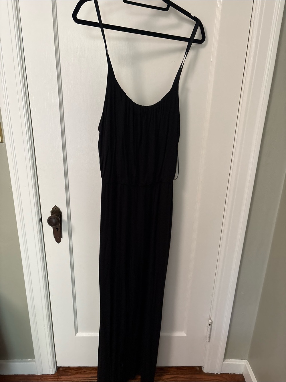 Kaileigh Black Spaghetti-Strap Maxi romper